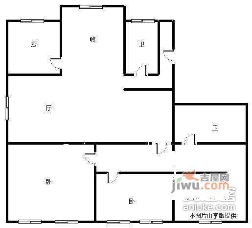 燕岛福华园3室2厅2卫153㎡户型图