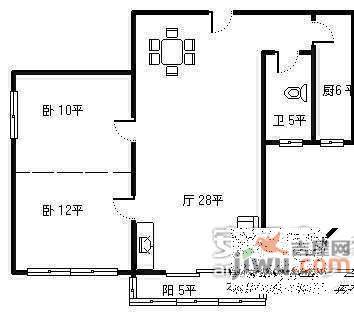 滨海花园2室2厅1卫120㎡户型图