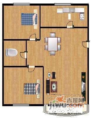 慧博园2室2厅1卫103㎡户型图