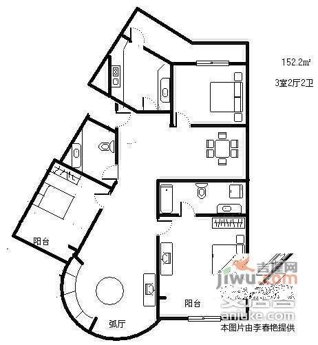 山水名园一期3室2厅2卫430㎡户型图