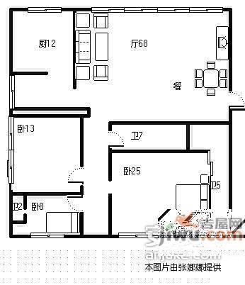 海信燕岛国际公寓3室2厅3卫203㎡户型图