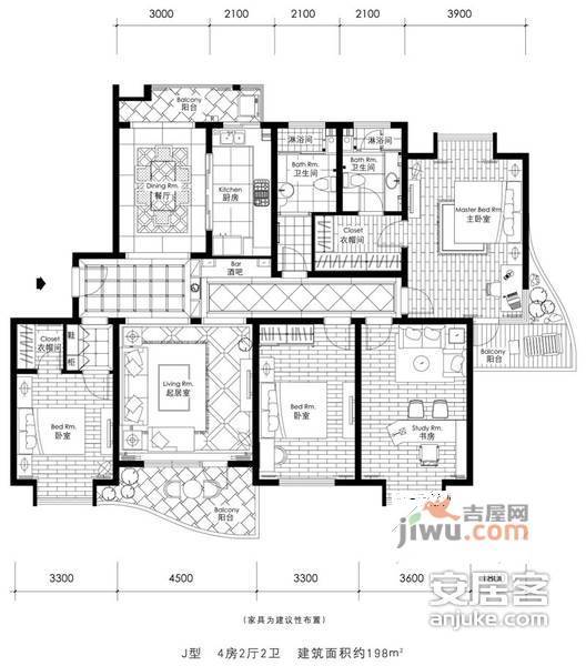 鲁信长春花园4室2厅3卫590㎡户型图