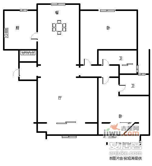 鲁信长春花园2室2厅2卫141㎡户型图