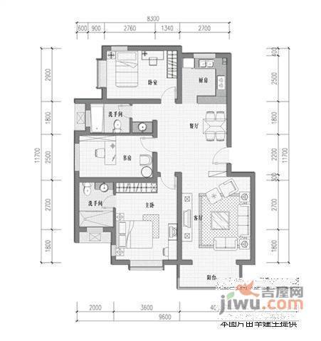 四季景园3室2厅2卫138㎡户型图