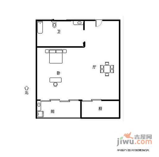 荣安琴湾1室1厅1卫54㎡户型图