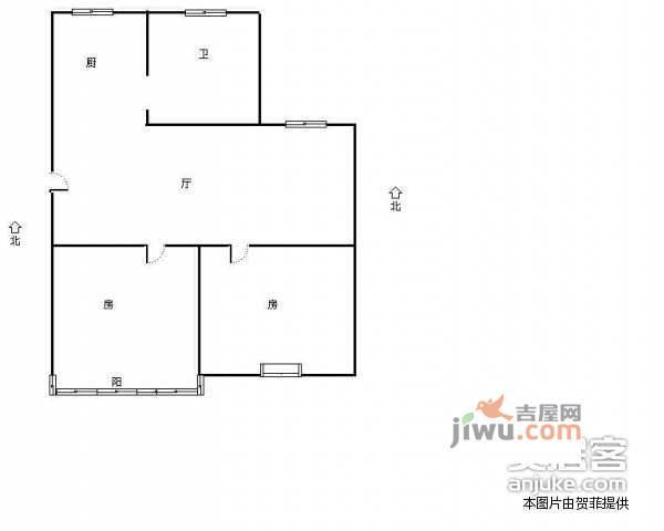 福明家园2室1厅1卫66㎡户型图