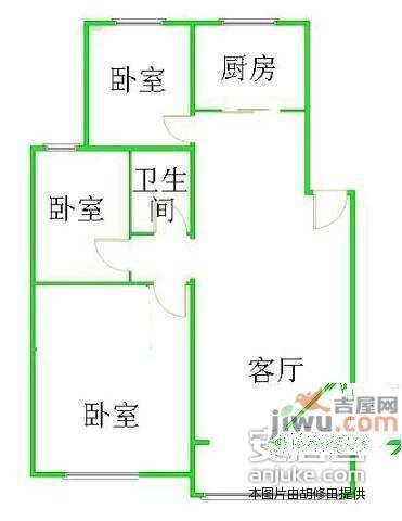 华泰剑桥康河流水3室2厅1卫104㎡户型图