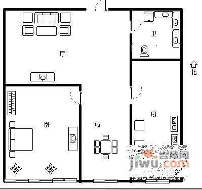 米罗蓝山1室1厅1卫户型图