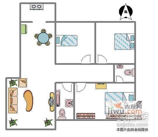 秋涛阁3室2厅2卫163㎡户型图