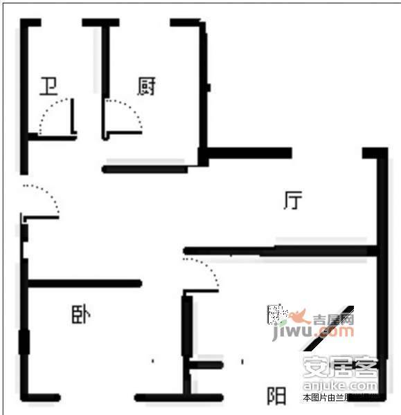 明德门南东区2室1厅1卫67㎡户型图