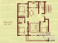 中城国际心岛公寓3室2厅2卫140㎡户型图