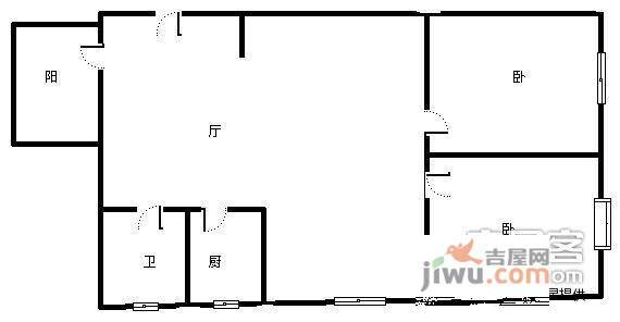 二府庄新村小区2室1厅1卫77㎡户型图