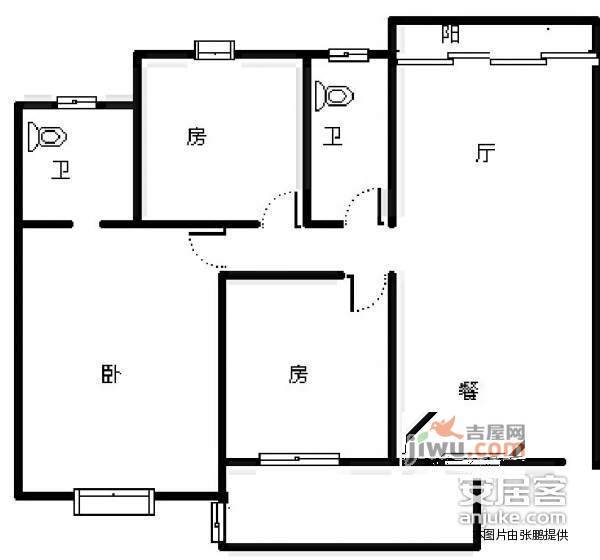 郎郡水木兰亭3室2厅2卫164㎡户型图