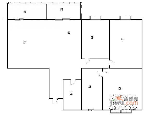 郎郡水木兰亭3室2厅2卫164㎡户型图