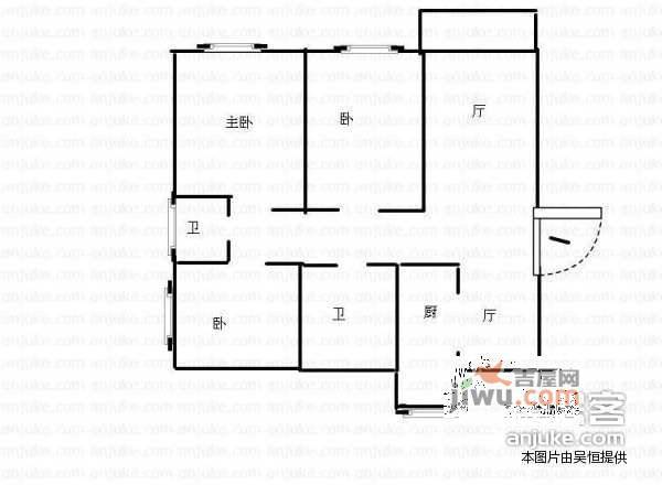 华豪丽都3室2厅2卫144㎡户型图