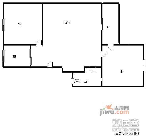 明德门北区2室2厅1卫79㎡户型图