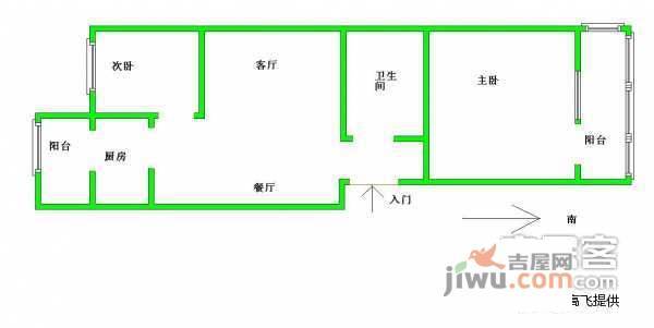 明德门南东区2室2厅1卫70㎡户型图