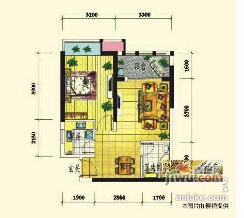 荣城1室1厅1卫户型图