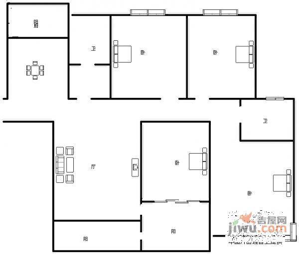 绿地世纪城新里仕嘉公寓A区4室2厅2卫190㎡户型图