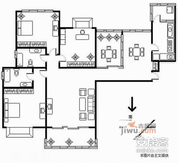 中海东郡3室2厅2卫276㎡户型图