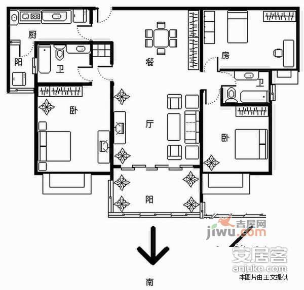 中海熙岸3室2厅2卫227㎡户型图