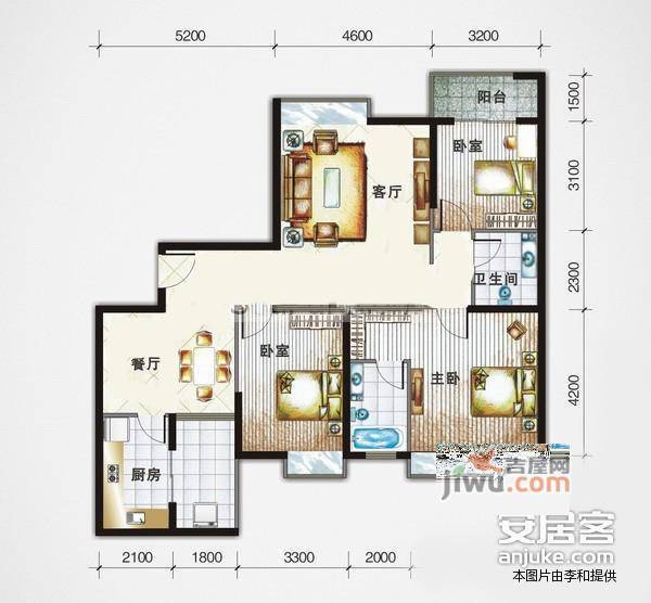 华城国际3室2厅2卫198㎡户型图