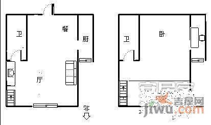 东尚小区一期2室1厅1卫86㎡户型图