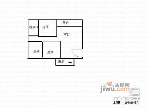 金福广场3室2厅1卫74㎡户型图