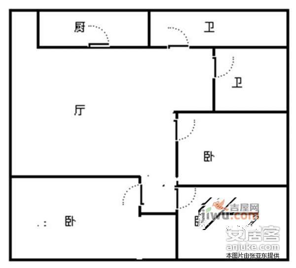 香溪庄3室2厅2卫76㎡户型图