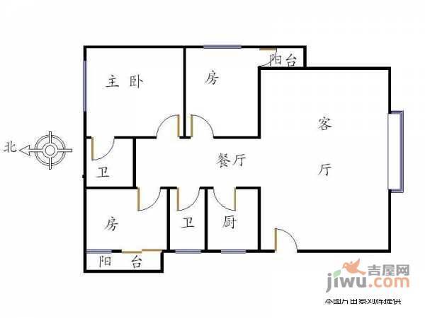 园林熙郡3室2厅1卫99㎡户型图