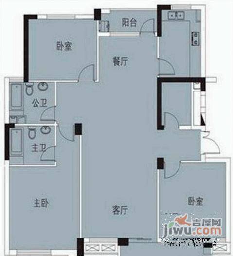 怡安苑3室2厅2卫115㎡户型图