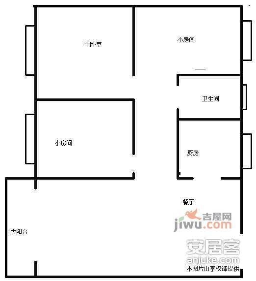 藤业富濠广场3室2厅1卫89㎡户型图