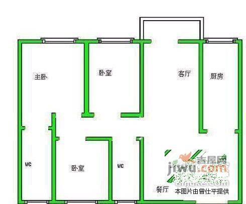 逸园3室2厅2卫126㎡户型图