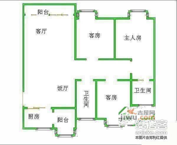 盈彩美居3室2厅2卫110㎡户型图