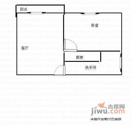 白莲新村1室1厅1卫28㎡户型图