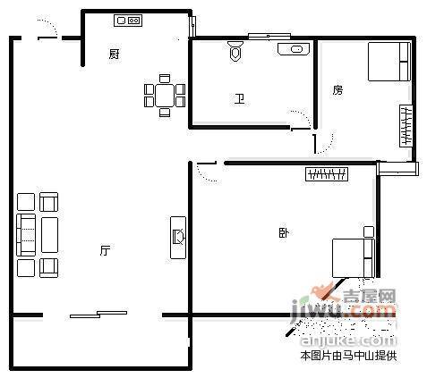 岭南世家华景园2室2厅1卫68㎡户型图