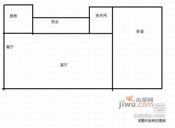 星华花园1室1厅1卫47㎡户型图