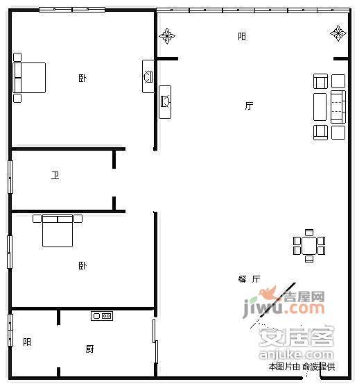 上宝花园2室2厅1卫82㎡户型图