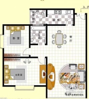 金福广场二期2室2厅1卫64㎡户型图
