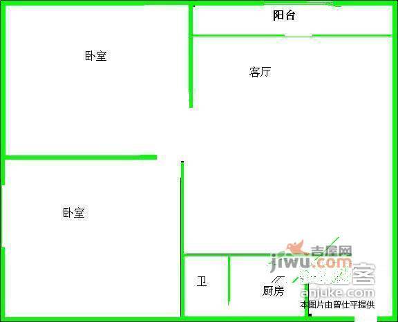 富和新城2室2厅1卫80㎡户型图