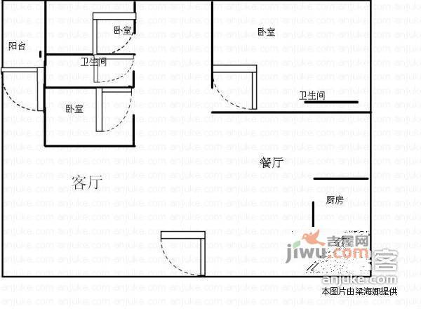 宏海湾花园3室2厅2卫127㎡户型图