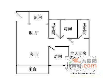 中珠新村三期3室2厅2卫97㎡户型图