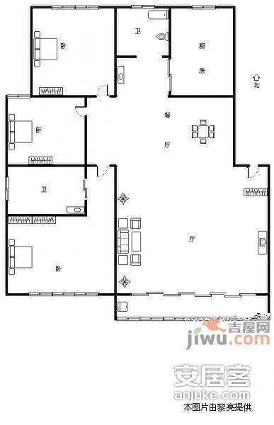 南村豪苑3室2厅2卫120㎡户型图