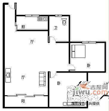 翠前新村2室2厅1卫60㎡户型图