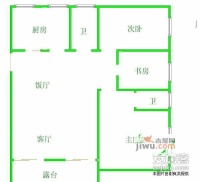 河畔豪庭3室2厅2卫78㎡户型图