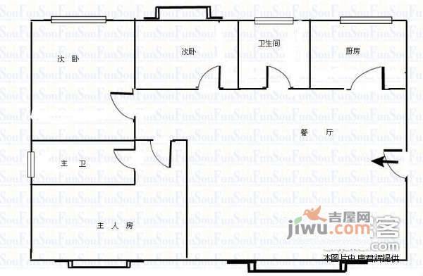 丽湖名居3室2厅2卫120㎡户型图