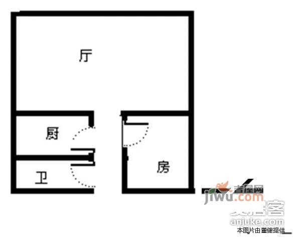 东方家园1室1厅1卫43㎡户型图