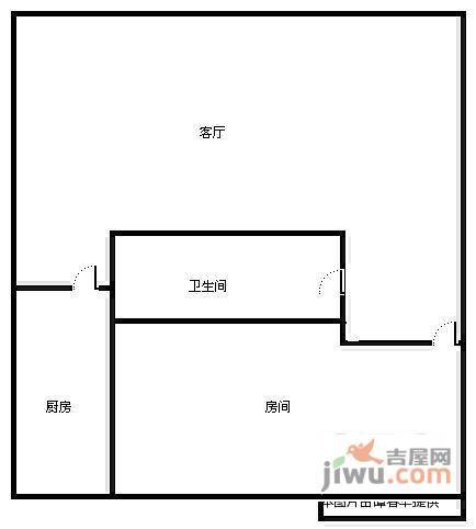 东方家园1室1厅1卫43㎡户型图