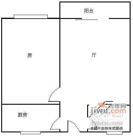 华南名宇1室1厅1卫48㎡户型图