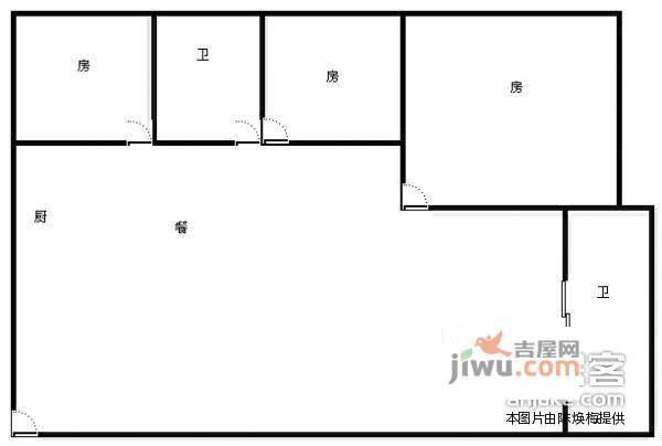 华南名宇3室2厅1卫96㎡户型图